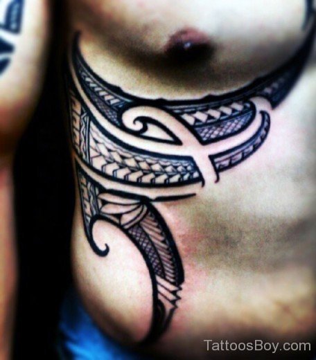 Tribal Tattoo On Rib-TB12108