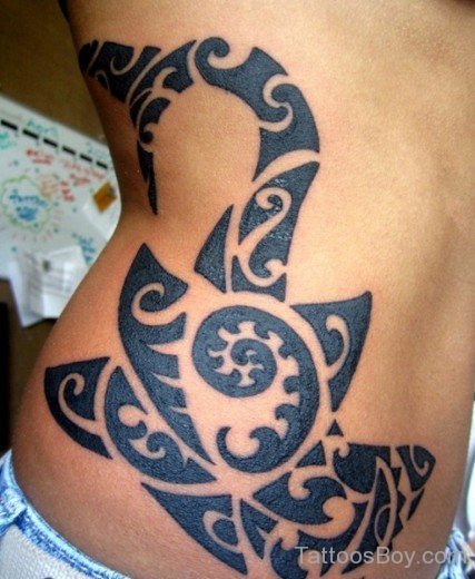 Tribal Tattoo On Rib-TB1480