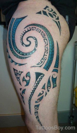 Tribal Tattoo On Thigh-TB1481