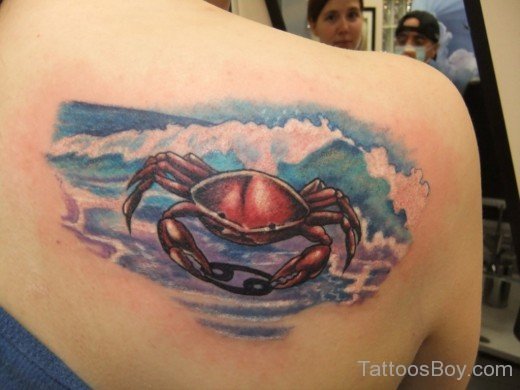 Underwater Crab Tattoo On Back-TB12141
