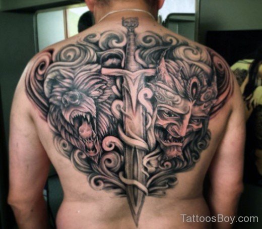 Viking Sword Tattoo On Back-TB1241