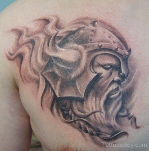 Warrior Head Tattoo On Back-TB1251