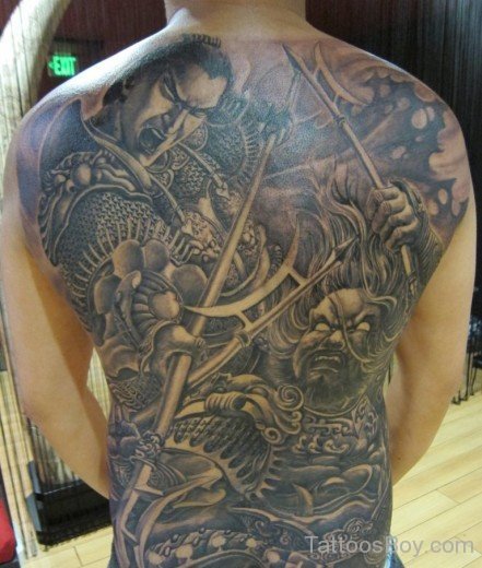 Warrior Tattoo On Back-TB12335
