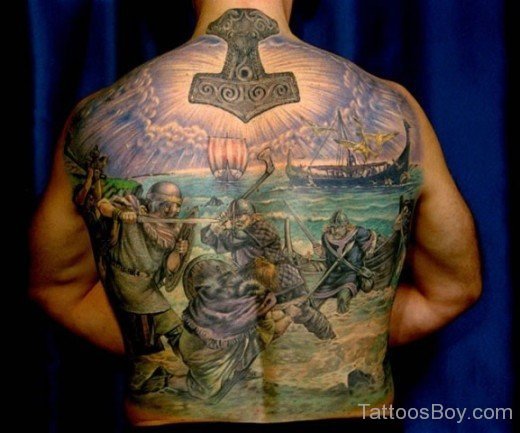 Warrior  Tattoo On Back-TB1250