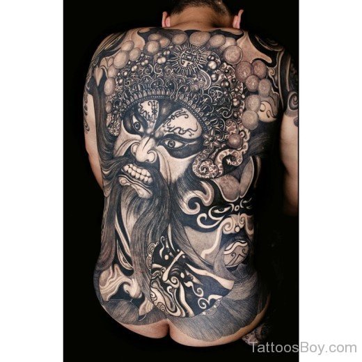 Warrior Tattoo On Back-Tb1234