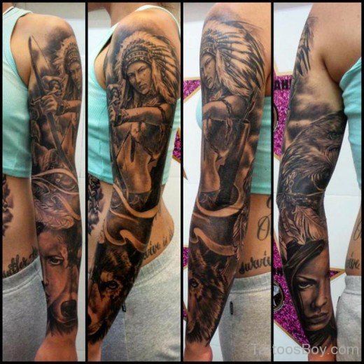 Warrior Tattoo On Full Sleeve-TB12113