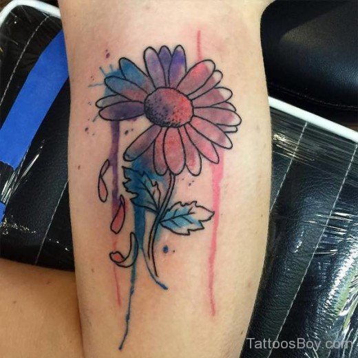 Watercolor Daisy Flower Tattoo Design-TB1113