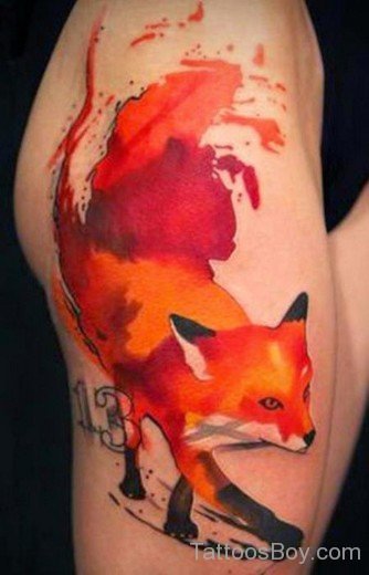 Watercolor Fox Tattoo On Thigh-TB186