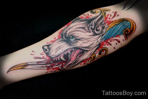 Wolf Head And Dagger Tattoo-TB12104