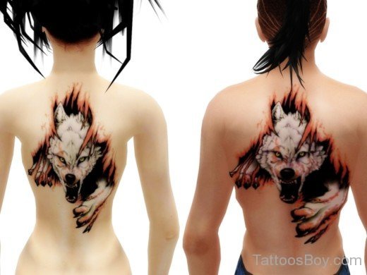 Wolf Tattoo On Back-TB188