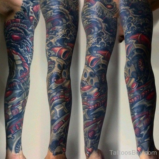 Wonderful Biomechanical Tattoo On Full Sleeve-Tb1289