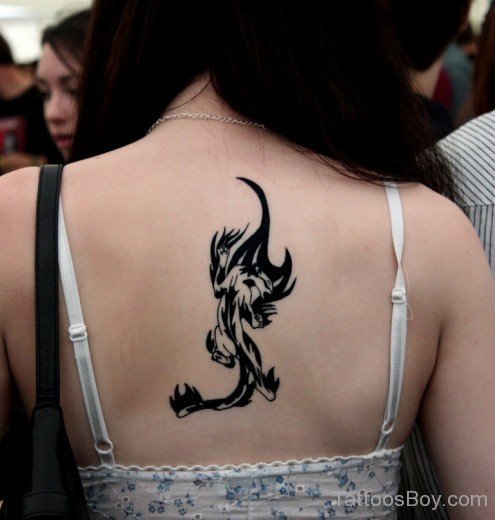 Wonderful Cat Tattoo On Back '-TB12123