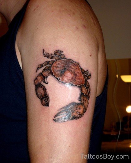 Wonderful Crab Tattoo On Shoulder-TB12145