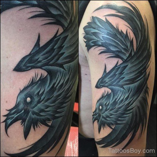Wonderful Crow Tattoo On Back-TB1148