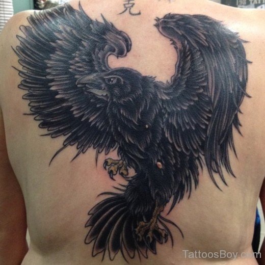 Wonderful Crow Tattoo On Back-TB1148