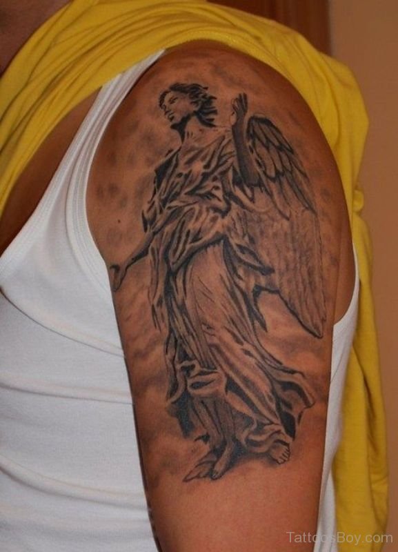Wonderful Guardian Angel Tattoo On Shoulder