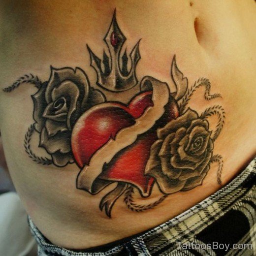 Wonderful Heart Rose And Crown Tattoo--TB179