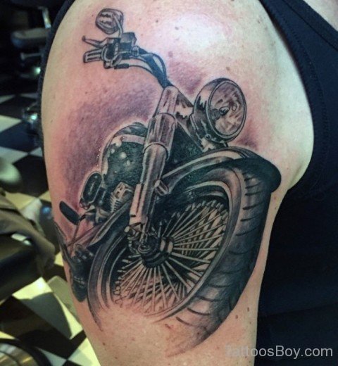 Wonderful Motorcycle Tattoo On Shoulder-TB1250