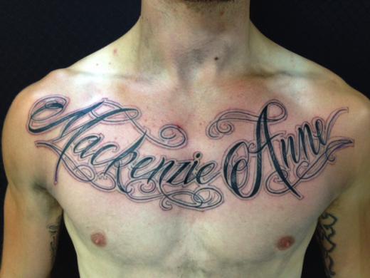 Wording Tattoo On chest-TB1246