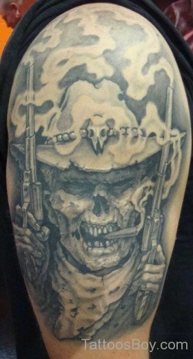 Zombie  Cowboy Tattoo On Half Sleeve-TB12189