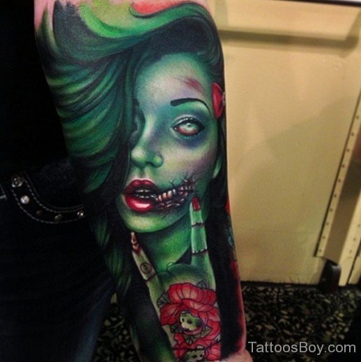 Zombie Girl Tattoo Design 4-TB1061