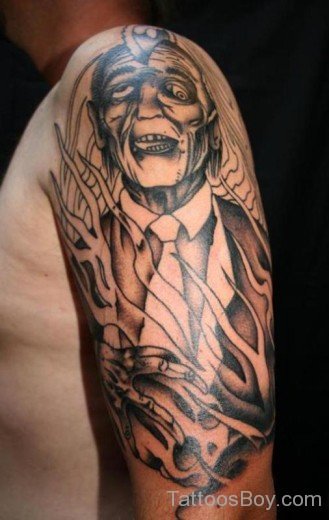  Horror Zombie Tattoo Design On Half Sleeve '-TB1067