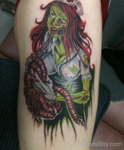 Zombie Nurse Tattoo On Thigh-TB1068