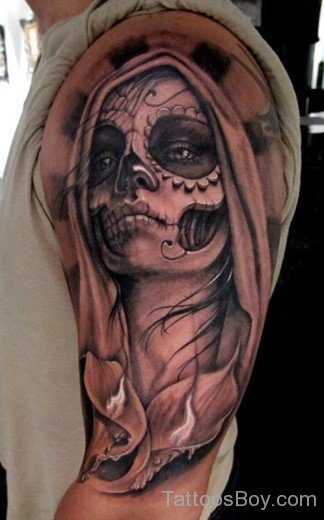 Zombie Tattoo Design On Half Sleve-TB1074