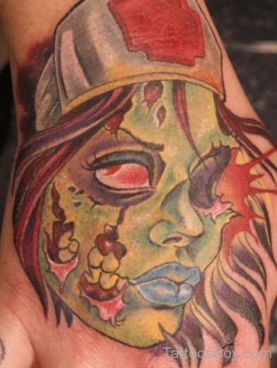 Zombie Tattoo Design On Hand-TB1075