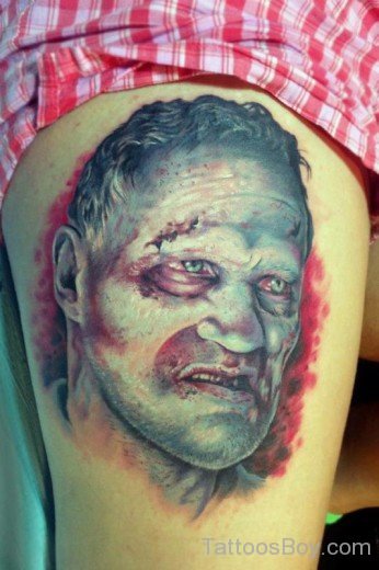 Zombie Tattoo Design On Thigh-TB1078