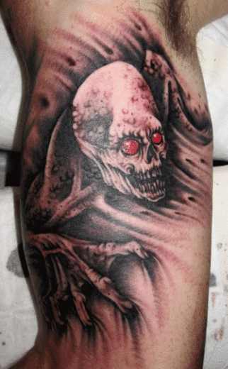 Zombie Tattoo On Bicep-TB1083