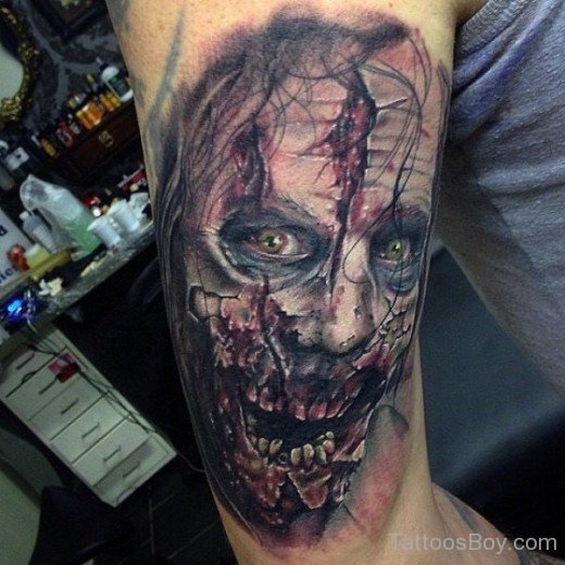 Zombie Tattoo On Bicep-TB1084
