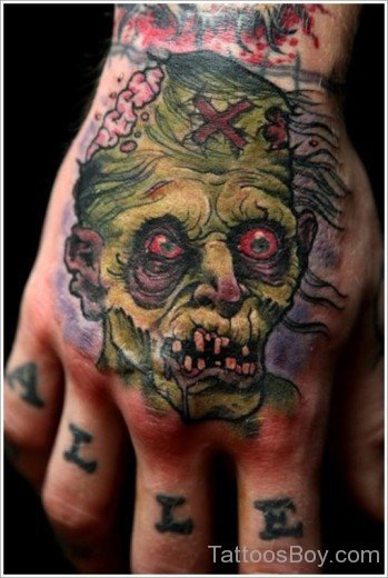 Zombie Tattoo On Hand-TB1089