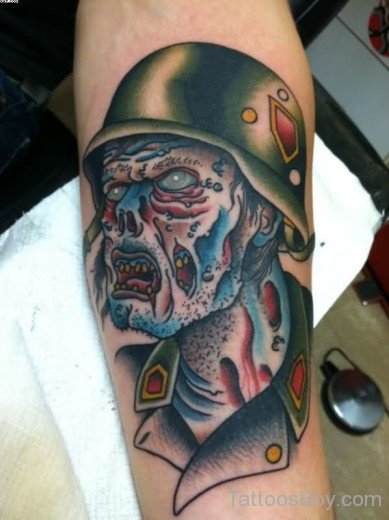 Zombie Tattoo On Shoulder-TB1092