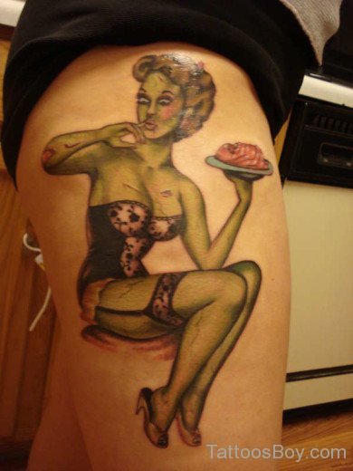 Zombie Tattoo On Thigh-TB1094