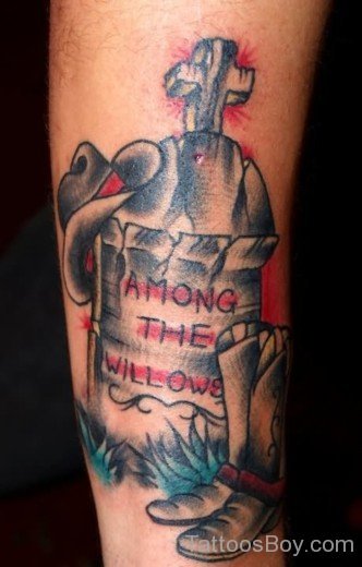 among the willows cowboy  tattoo-TB12006