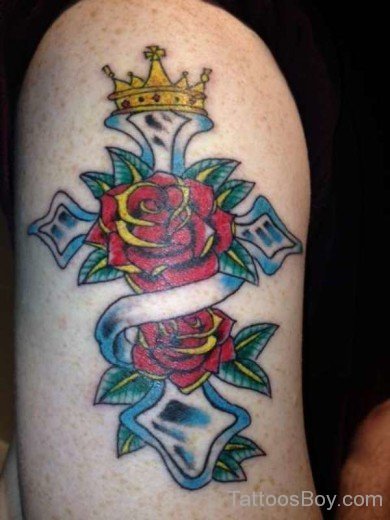 cross-with-roses-n-crown-tattoo--TB121