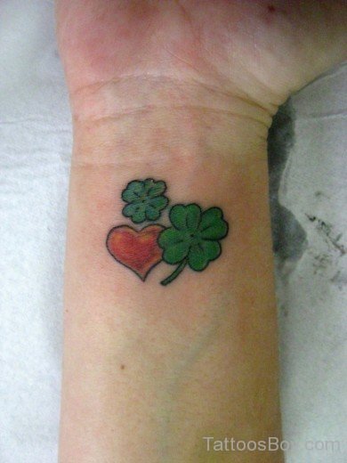 heart And Clover Tattoo On Wrist-TB12133