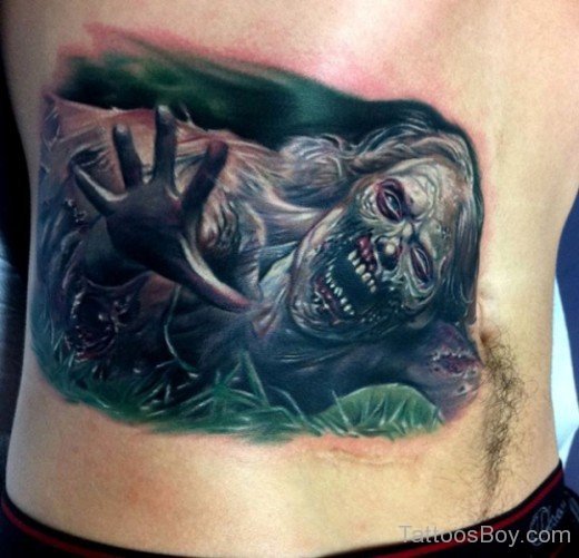 orror Zombie Tattoo On Back-TB1040