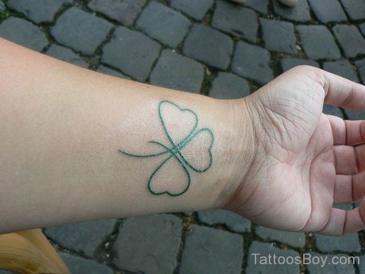 Outline Clover Tattoo on Wrist-TB12152