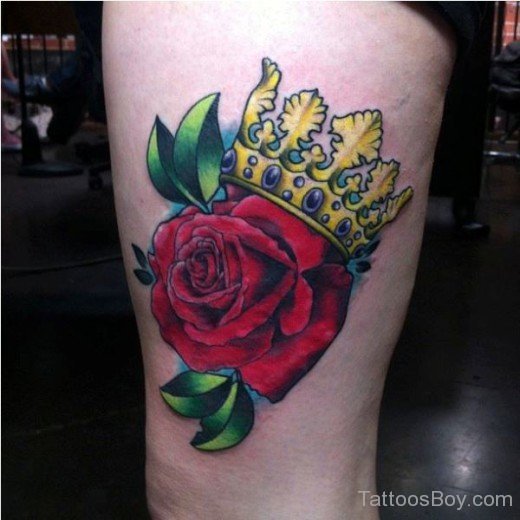 red-rose-and-crown-tattoo-on-thigh--TB144