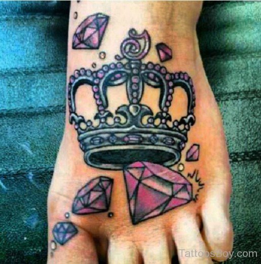 Crown Tattoo on Foot--TB165