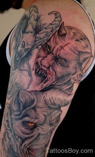 scary devil tattoo-TB126