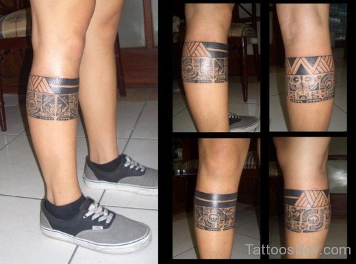 Tribal Tattoo On LEg-TB1479