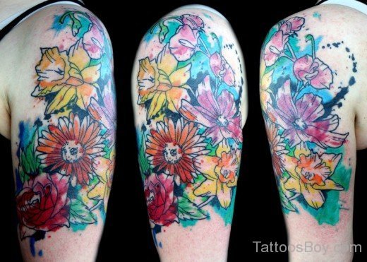 watercolor flower tattoo Design-TB1115
