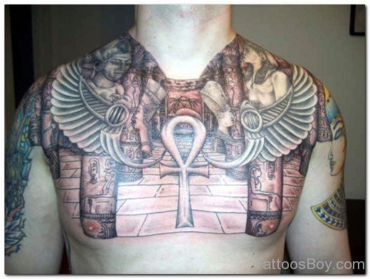 Amazing Egyptian God Tattoo On Chest-TB101