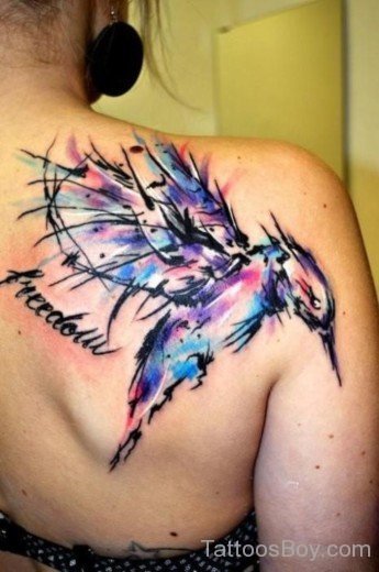 Amazing Hummingbird Tattoo On Back-TB1001