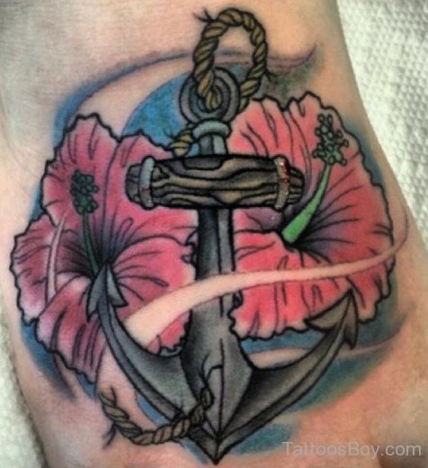 Anchor And Flower Tattoo-TB12001