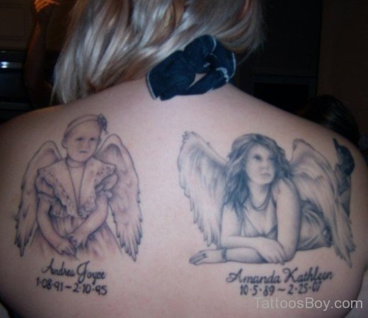 Angel Tattoo On BAck-TB1003