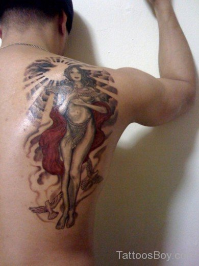 Angel Tattoo On Back-TB101